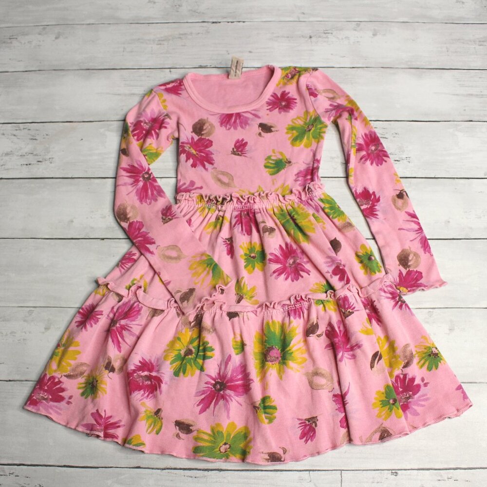 Mignone Girl's Floral Tiered Dress Size 3T Long Sleeve
